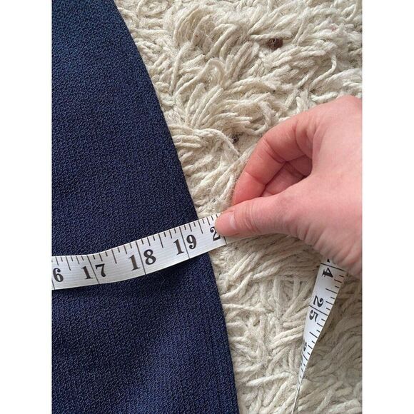 St. John Collection Dress Navy Blue Santana Knit 6 Wool Blend Stretch Mock Neck - Picture 6 of 6